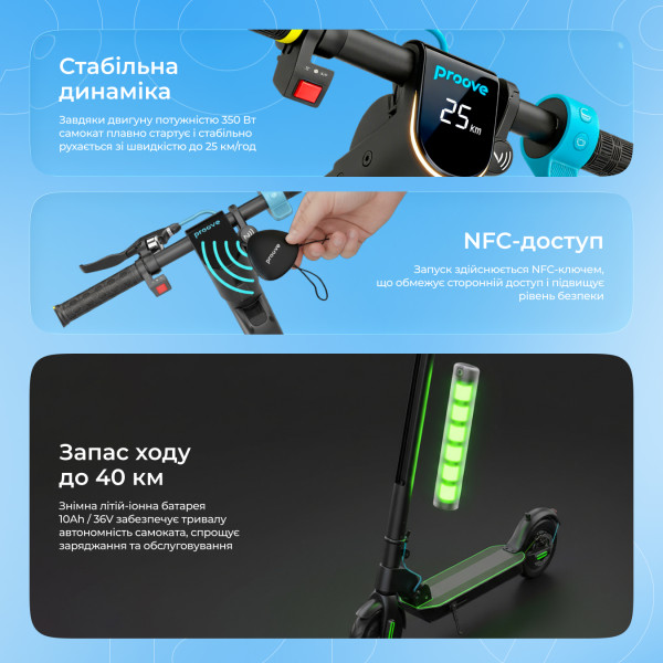 Фото - Электросамокат Proove Model X-City Pro 2 App 350W Black/Blue (XCPN35025101)