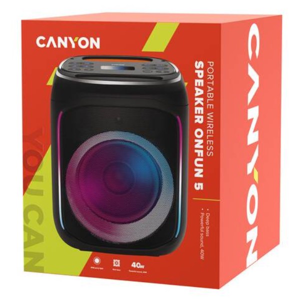 Фото - Портативна акустика Canyon OnFun 5 Partybox Black (CNE-PBSP5)