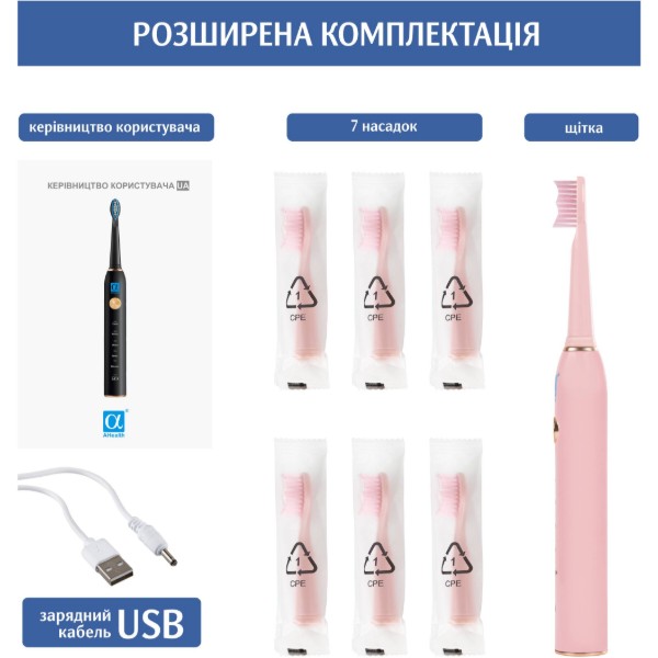 Фото - Зубная щетка электрическая AHealth SONIC SMILE 1 pink (AHsss1p)