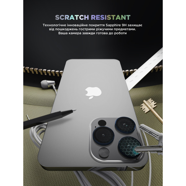 Фото - Захисне скло для смартфону Armorstandart для камери Supreme Black Icon for iPhone 15 Pro/15 Pro Max Blue Titanium (ARM76594)