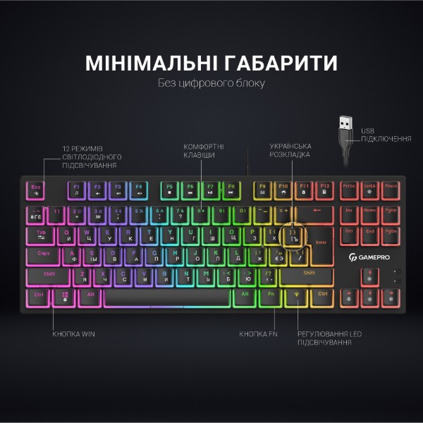 Фото - Клавиатура проводная игровая GamePro MK80R Red