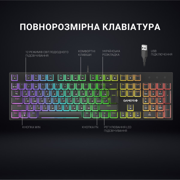 Фото - Клавіатура дротова ігрова GamePro MK85R Red