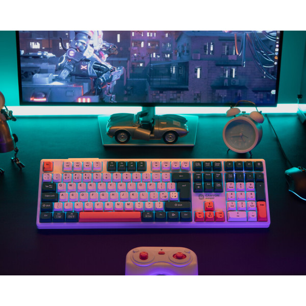 Фото - Клавіатура бездротова ігрова Canyon Shadder GKW-11 RGB Silent UA Wireless White (CND-SKBW11)