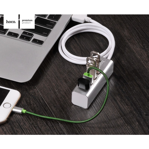 Фото - Хаб USB HOCO HB1 4USB Line machine Silver (6957531038146)