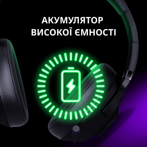 Фото - Гарнітура бездротова ігрова Lorgar Noah 702 Black (LRG-GHS702)