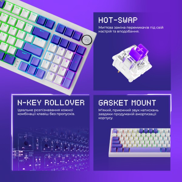 Фото - Клавіатура бездротова ігрова Proove Gaming Slicker Special Edition (Ukraine Layout) black/purple (WKSLSE022401)