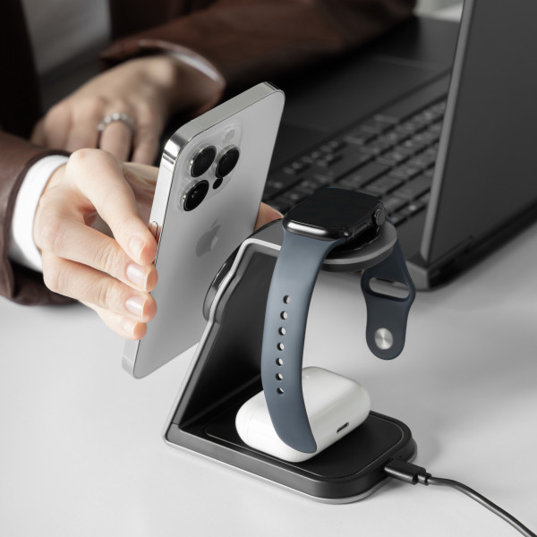 Фото - Беспроводное зарядное устройство Proove Omni Power 3 in 1 Gray