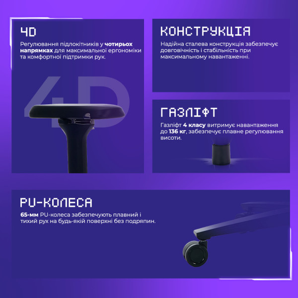 Фото - Кресло для геймеров Proove Gaming Geek White/Purple (GCGK00001016)
