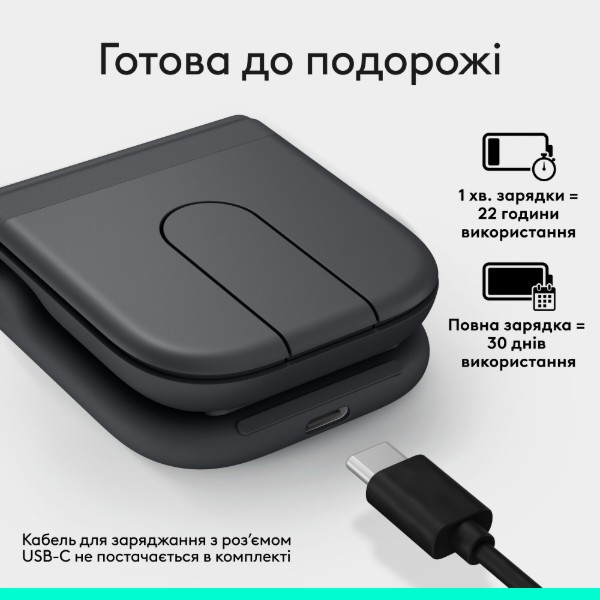 Фото - Мышь беспроводная Logitech Mobi Fold Graphite (910-007604)