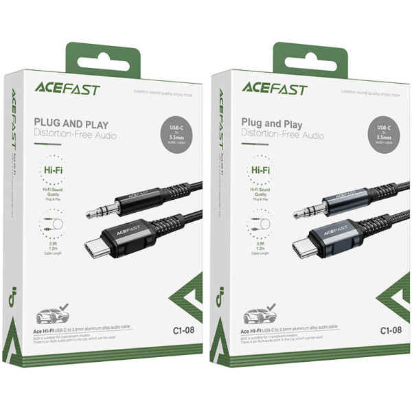 Фото - Кабель синхронізації даних AceFast C1-08 USB-C to 3.5mm Black (6974316280620)