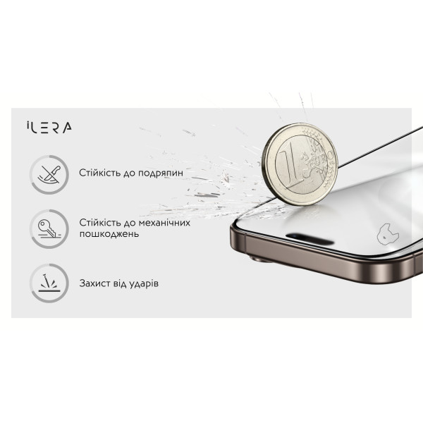 Фото - Захисне скло для смартфону ILera FrostedGlass 2.0 for iPhone 17 Pro (iLFrGl17Pr)