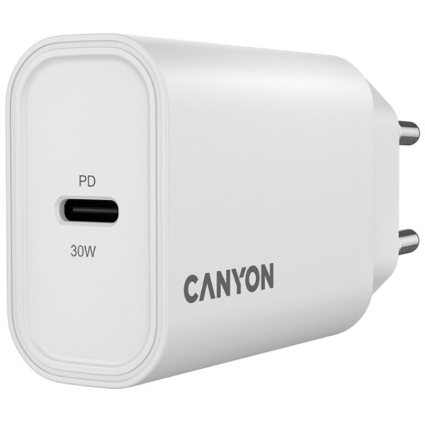 Фото - Сетевое зарядное устройство Canyon OnCharge 30CL 1xPD Type-C 30W White (CNE-CHA30CLW)