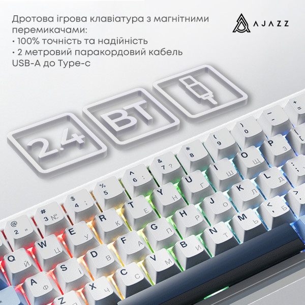 Фото - Клавіатура бездротова ігрова Ajazz AK680 MAX (AK680-M-BWD-A)