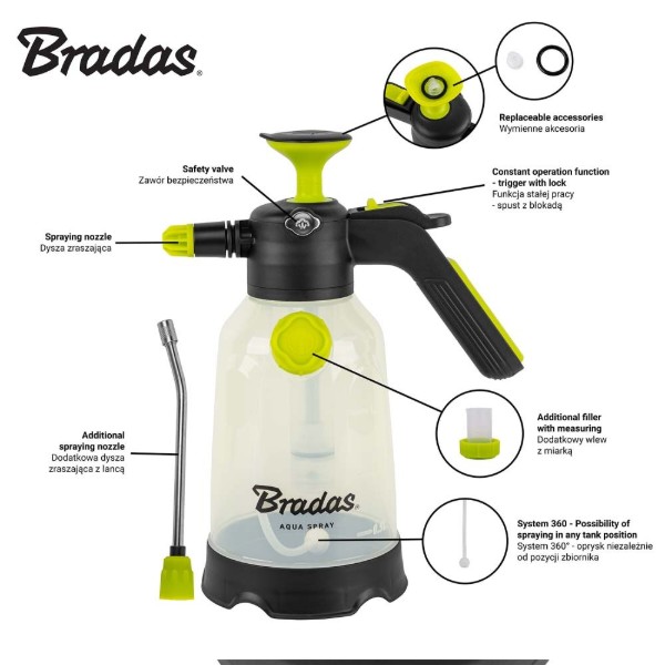 Фото - Опрыскиватель ручной BRADAS AQUA SPRAY CLEAR 2 л (AS0200CL/SF)