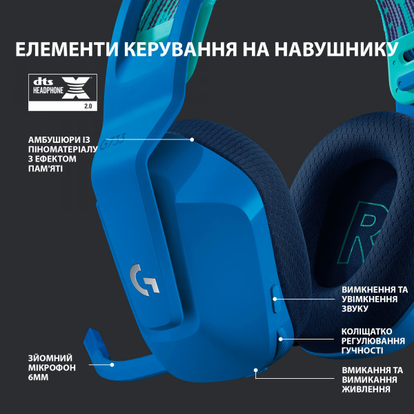 Фото - Гарнітура бездротова ігрова Logitech G733 Lightspeed Blue (981-000943)