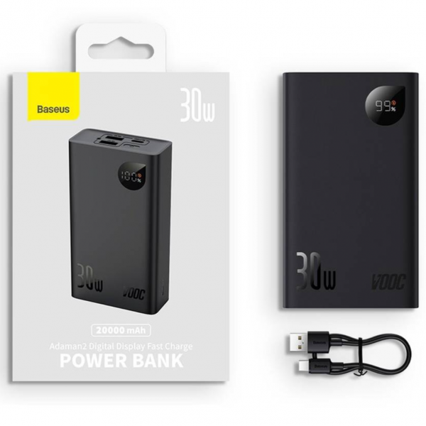 Фото - Батарея мобільна Baseus Adaman2 OE 20000mAh 2xUSB+TypC PDQC3.0 30W USBtoTypC (PPAD050101)