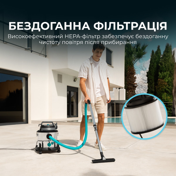 Фото - Пилосос для сухого прибирання без мішка Cecotec Conga Rockstar Wet & Dry Steel Max (CCTC-08114)