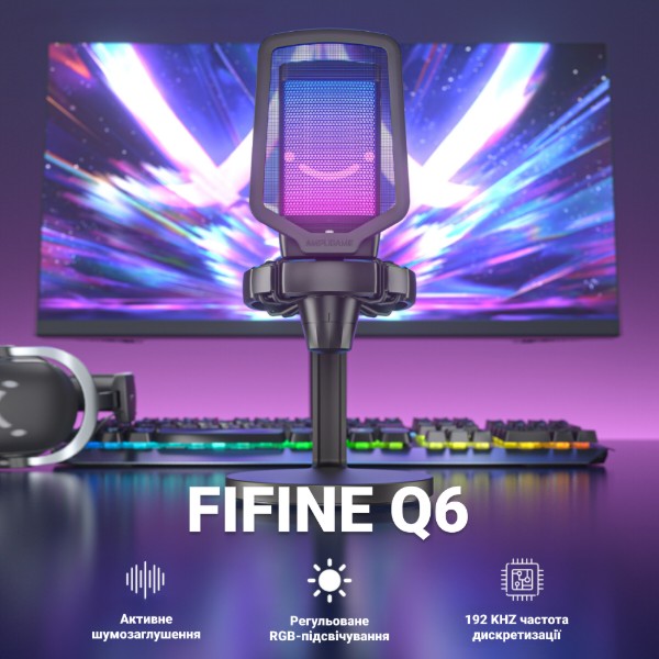 Фото - Мікрофон до комп'ютера дротовий Fifine Q6 USB Black