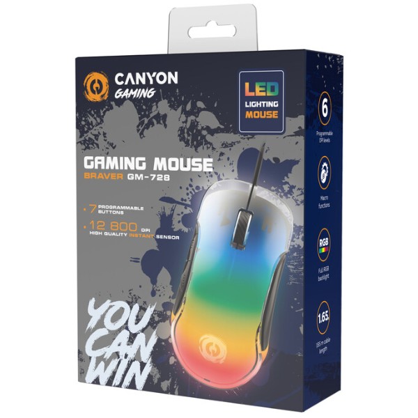 Фото - Мышь проводная игровая Canyon Braver GM-728 RGB Crystal Black (CND-SGM728)