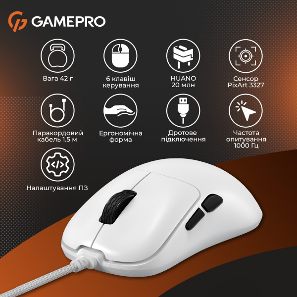 Фото - Миша дротова ігрова GamePro GM690W