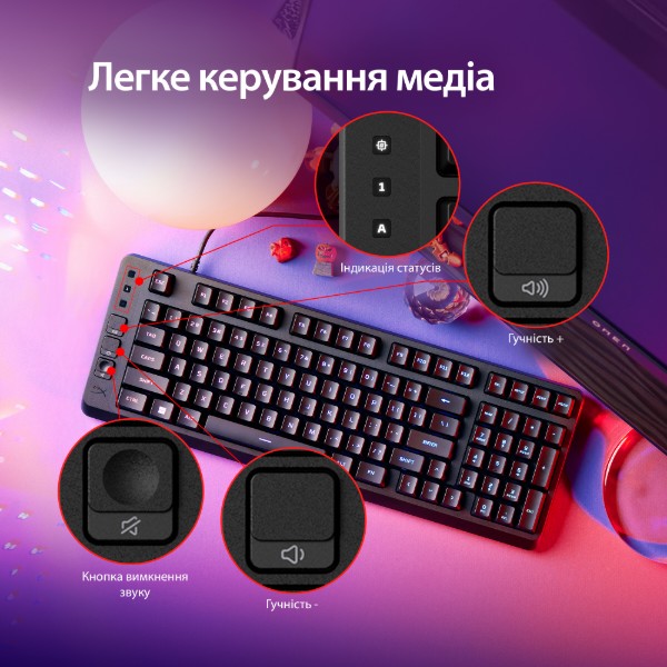 Фото - Клавиатура проводная игровая HyperX Eve 1800 USB Black (B7JE0AA)