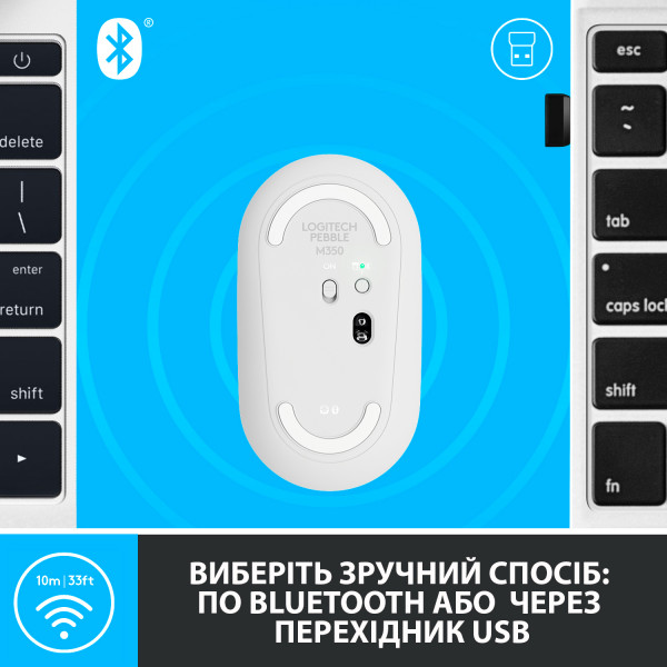 Фото - Мышь беспроводная Logitech Pebble M350 USB White (910-005716)