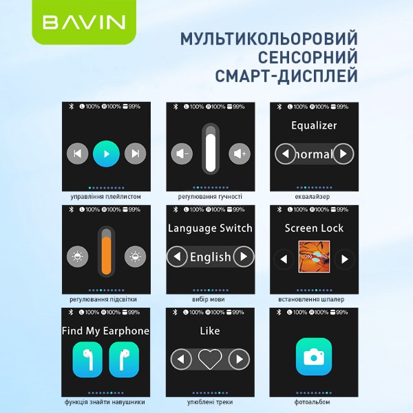 Фото - Навушники вкладиші бездротові TWS Bavin Hi-Res LCD TOUGH White (HB-BA-81-WH)