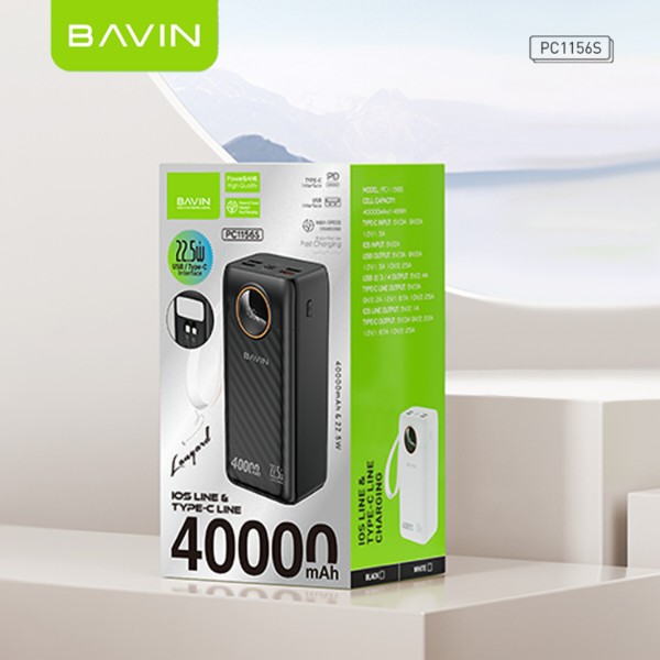 Фото - Батарея мобильная Bavin PC1156S 40000 mAh FAST CHARGING 22.5W Black (Y-PC1156S-BK)