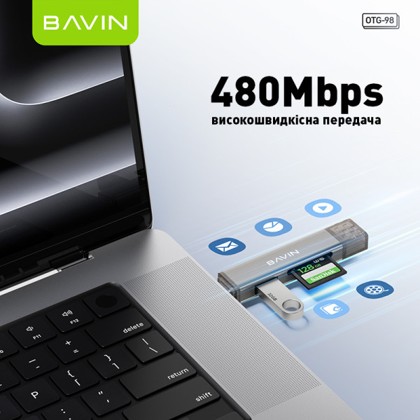 Фото - Кардридер Bavin OTG-98 3 в 1 Type-C/Lightning/TF/SD/USB 2.0 Gray (OTG-98 GY)