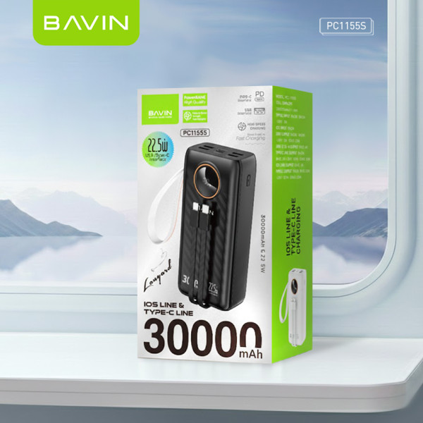 Фото - Батарея мобильная Bavin PC1155S 30000 mAh FAST CHARGING 22.5W Black (Y-PC1155S-BK)