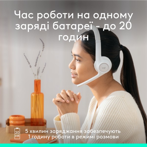 Фото - Гарнитура беспроводная Logitech Zone 300 Bluetooth Off-White (981-001417)
