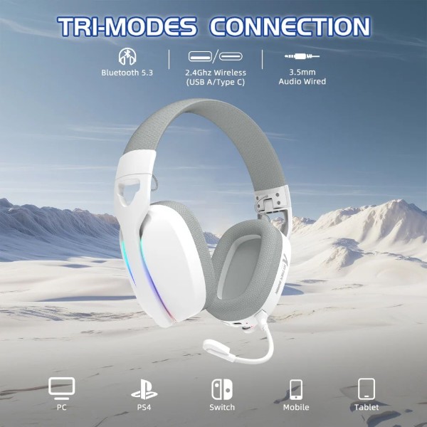 Фото - Гарнітура бездротова ігрова Attack Shark L90 Wireless,2.4GHz/Bluetooth/3.5mm PS4/PS5/Switch/Xbox/Mac/PC White (L90W_AS)