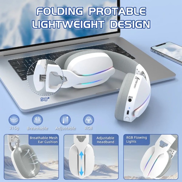 Фото - Гарнітура бездротова ігрова Attack Shark L90 Wireless,2.4GHz/Bluetooth/3.5mm PS4/PS5/Switch/Xbox/Mac/PC White (L90W_AS)
