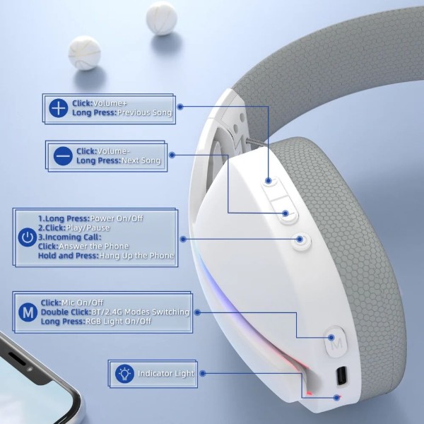 Фото - Гарнітура бездротова ігрова Attack Shark L90 Wireless,2.4GHz/Bluetooth/3.5mm PS4/PS5/Switch/Xbox/Mac/PC White (L90W_AS)