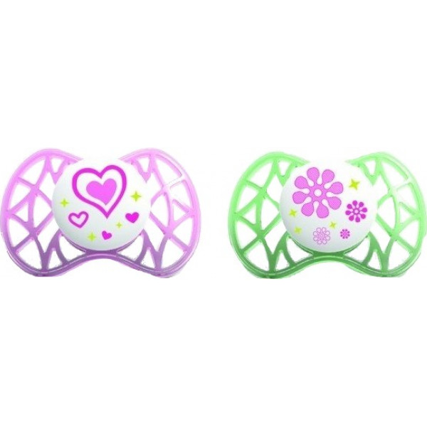 Фото - Ортодонтична пустушка Nuvita Air 6м + 2 шт. для дівчинки Рожевий NV7080Pink
