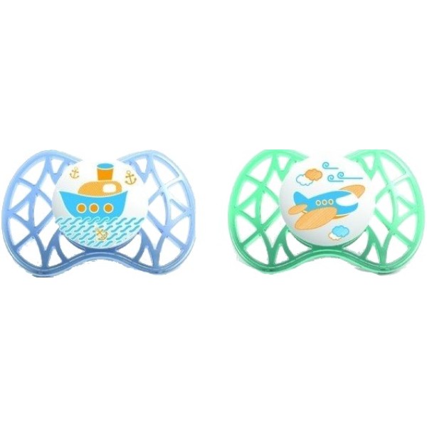 Фото - Ортодонтическая пустышка Nuvita Air 6м+ 2 шт. для мальчика Синий NV7080Blue