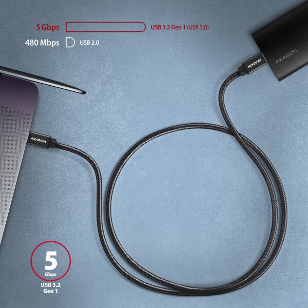 Фото - Кабель AXAGON USB-C-USB-C 3.2 Gen 1 3м Black (BUCM3-CM30AB)