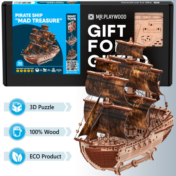 Фото - 3D пазли Mr.Playwood Піратський корабель "Божевільний скарб" (10111)