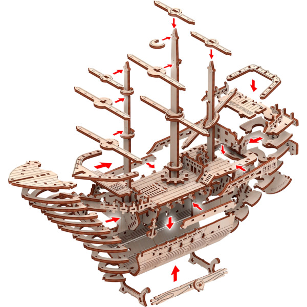 Фото - 3D пазли Mr.Playwood Піратський корабель "Божевільний скарб" (10111)