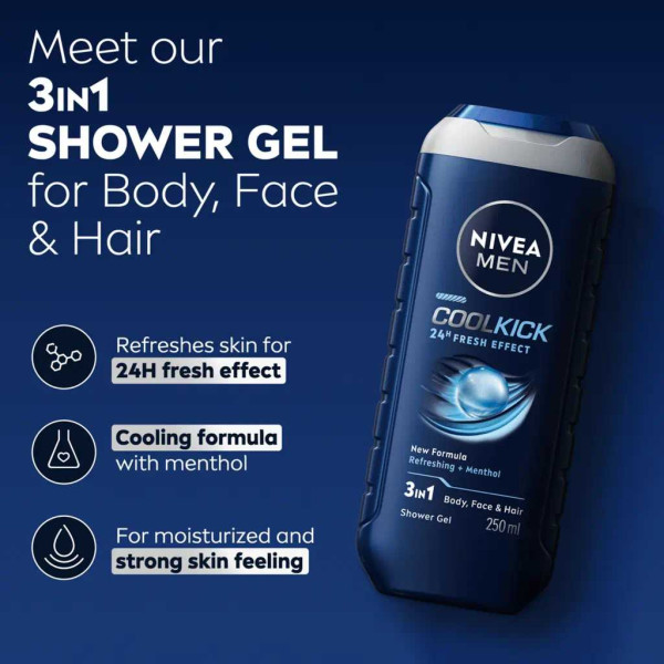 Фото - Гель для душу NIVEA COOL KICK  3в1 250 мл