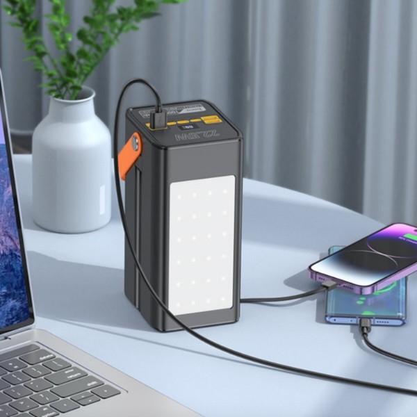 Фото - Батарея мобільна HOCO DB49 Action 22.5W +вбудовані кабелі +LED 100000 mAh Black (715352)