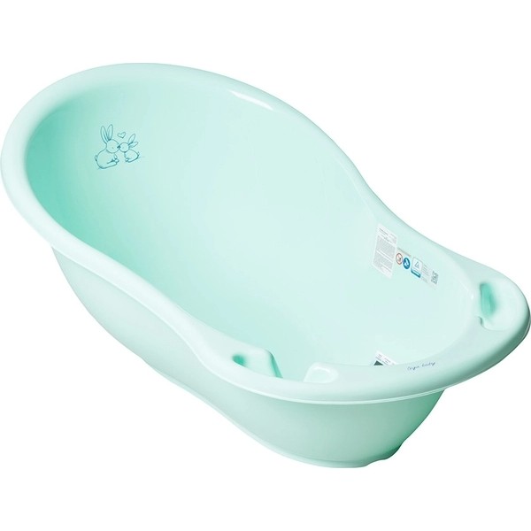 Фото - Дитяча ванночка Tega Baby Зайчики зі зливом 86 см М'ятна (KR-004-105)