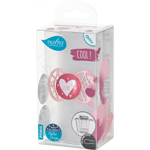 Фото - Симетрична пустушка Nuvita Air55 Cool 0m + "Love" Рожево-персиковий (NV7065PR)