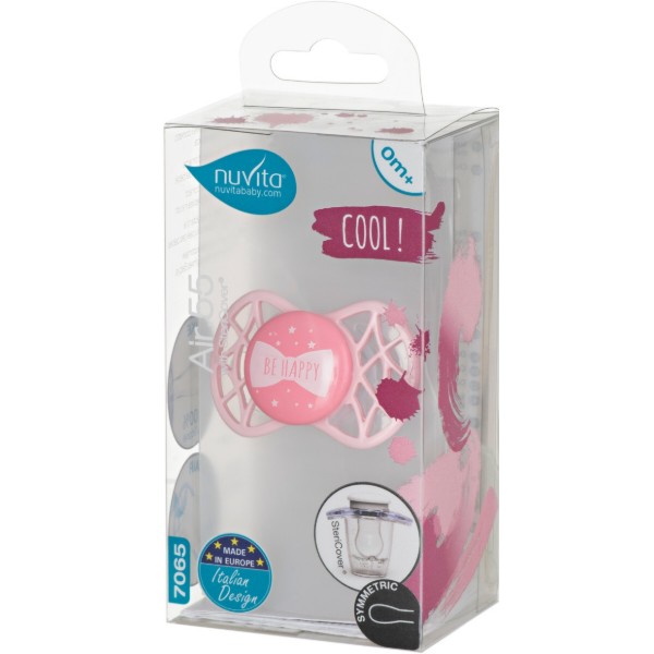 Фото - Симетрична пустушка Nuvita Air55 Cool 0m + "Be Happy" Рожевий кварц (NV7065RQ)