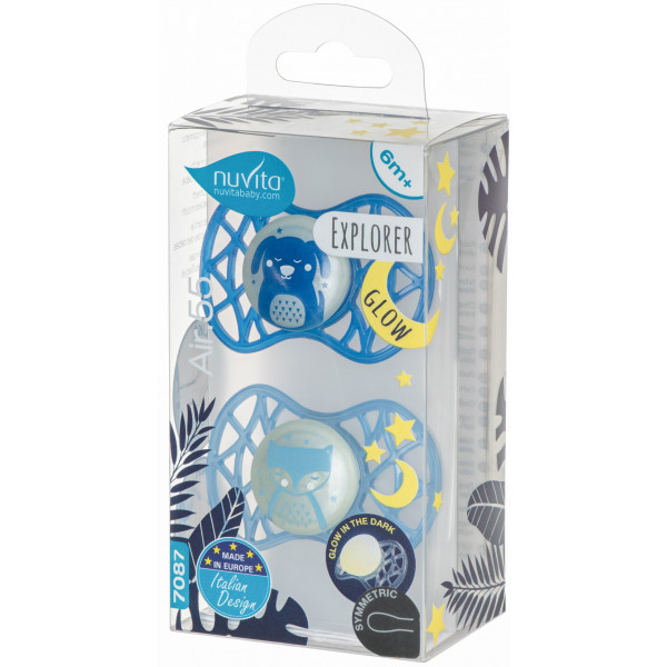 Фото - Симетрична пустушка Nuvita Air55 Explorer 6m + (собачка, лисиць) 2 шт. (NV7087GM)