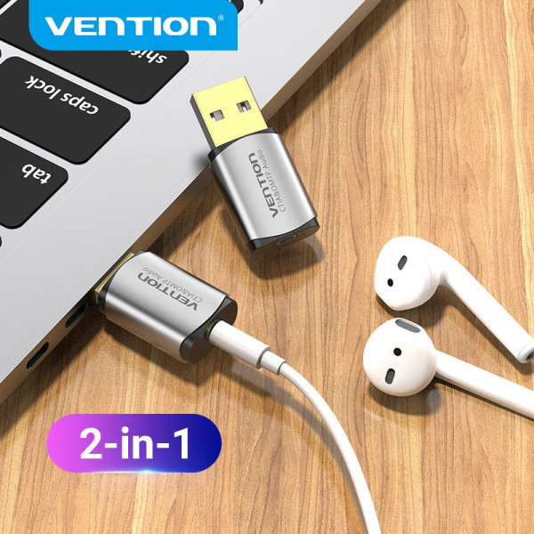 Фото - Звукова карта Vention Audio USB - 1х3,5 мм jack 4pin Metal (OMTP-CTIA)
