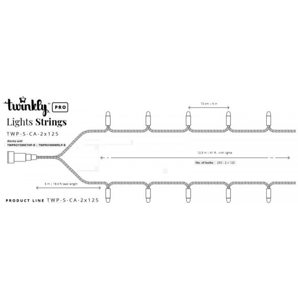 Фото - Гірлянда лінійна Twinkly Pro Strings RGB 250, подвійна лінія, AWG22, IP65, зелений