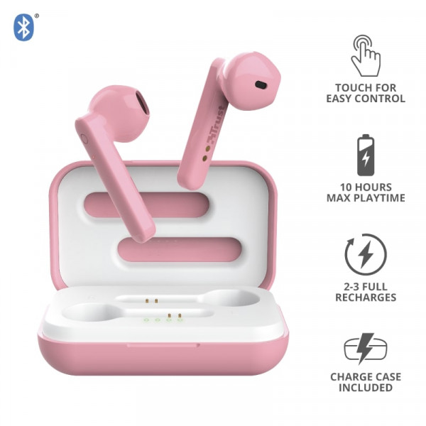 Фото - Навушники вкладиші бездротові TWS Trust Primo Touch True Wireless Mic Pink (23782)