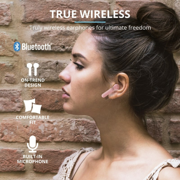Фото - Навушники вкладиші бездротові TWS Trust Primo Touch True Wireless Mic Pink (23782)