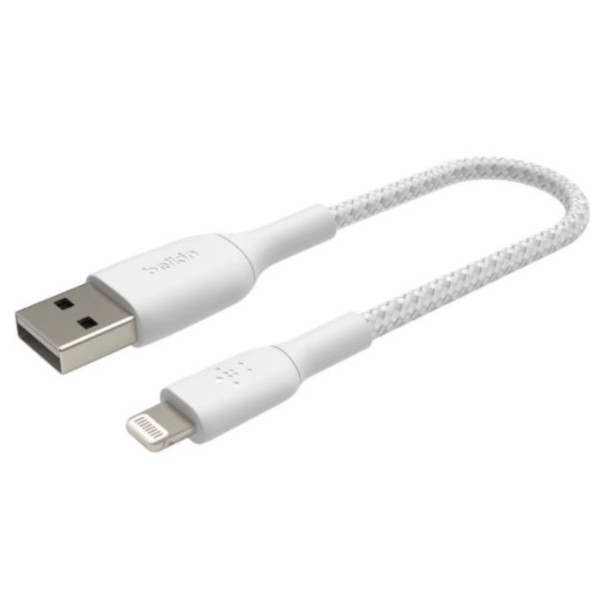 Фото - Кабель Belkin USB-A - Lightning Braided 0.15m White (CAA002BT0MWH)